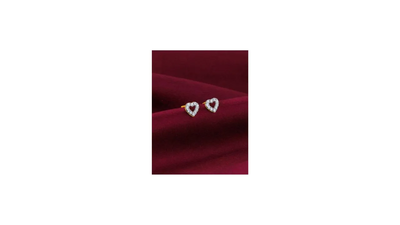 GIVA Gold Aspiring Heart Diamond Earrings