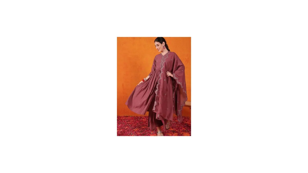 DIVASTRI Anarkali Kurta with Palazzos & Dupatta