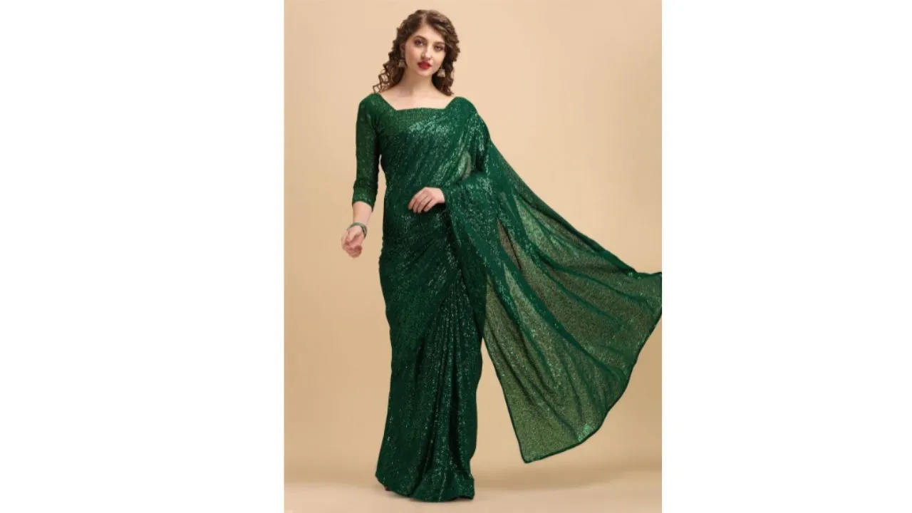 Sequinned Pure Georgette Saree