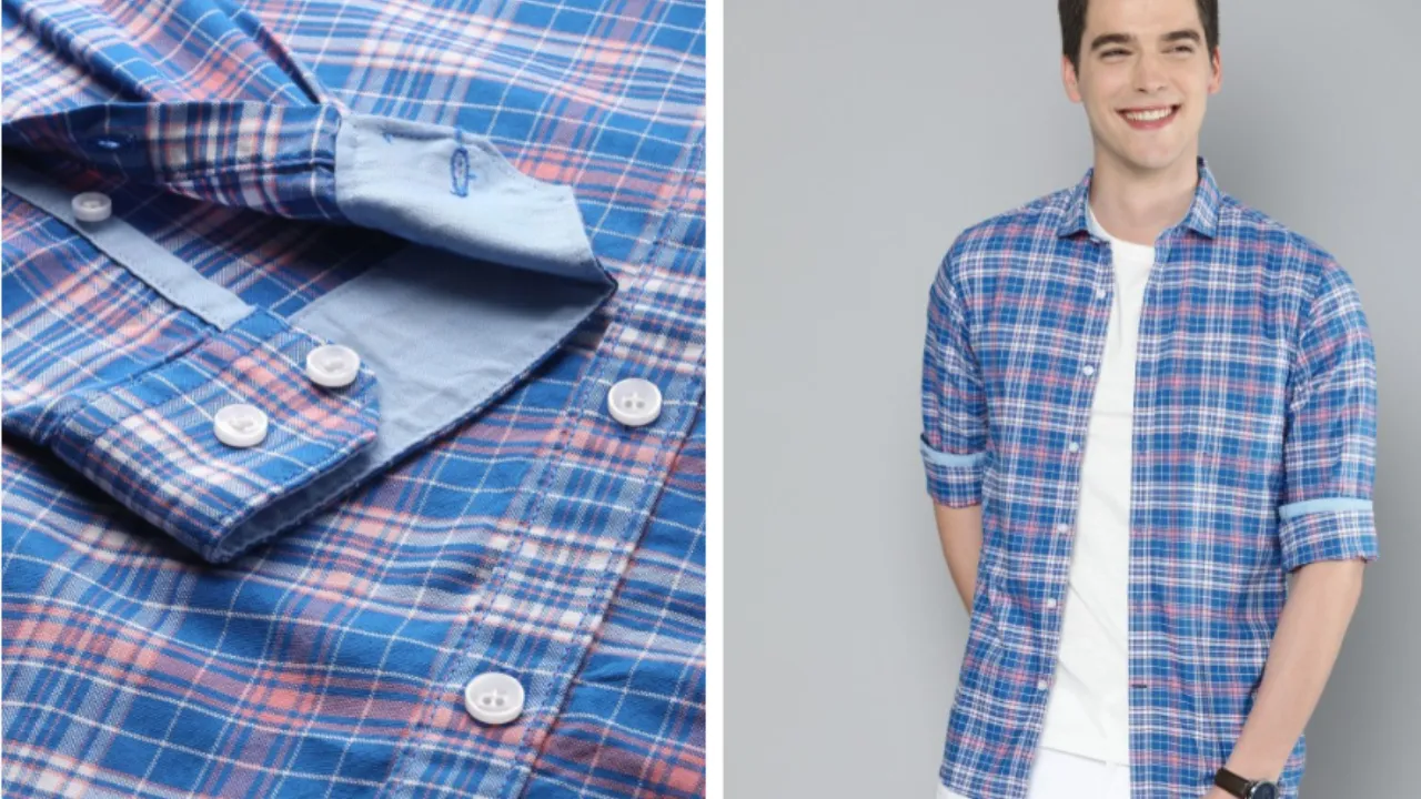  Mast & Harbour Men Blue & White Regular Fit Checked Casual Shirt 