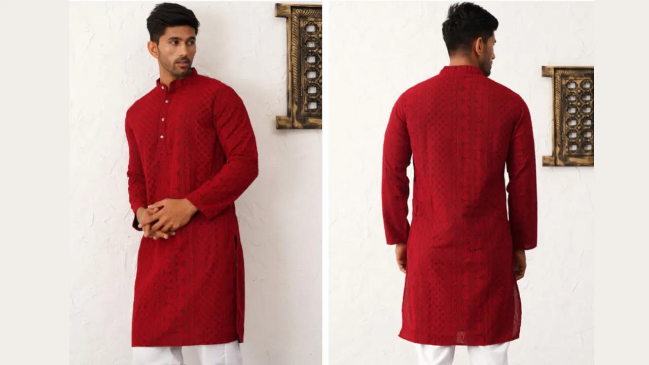Jompers Paisley Embroidered Chikankari Georgette Straight Kurta