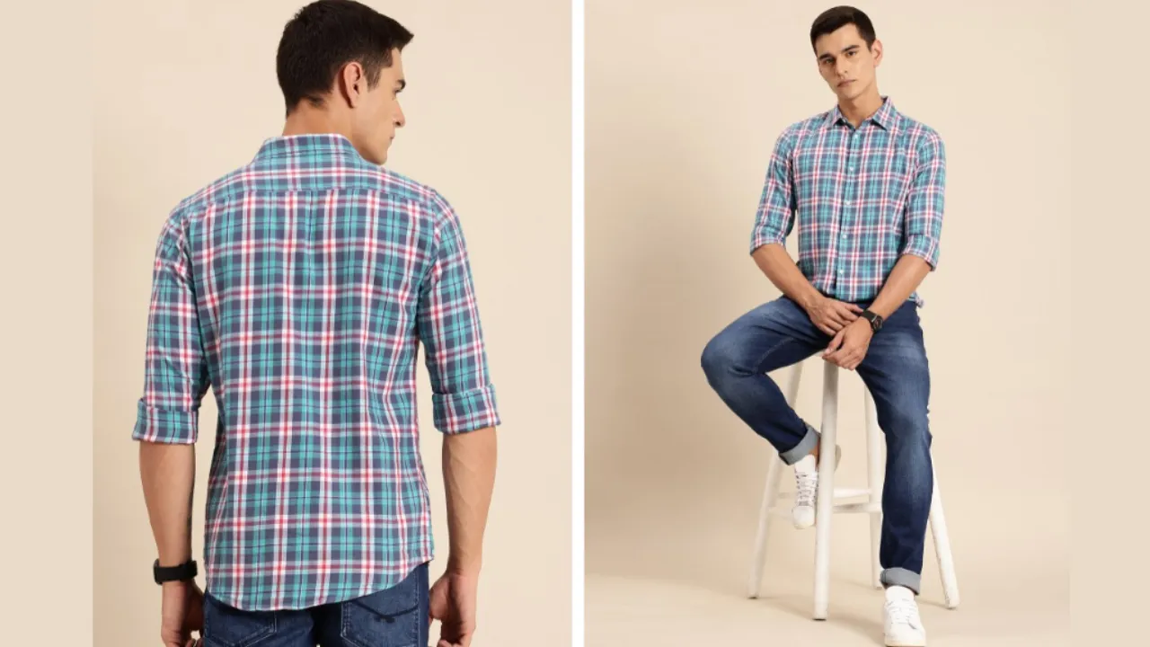 Being Human Pure Cotton Slim Fit Checked Casual Shirt