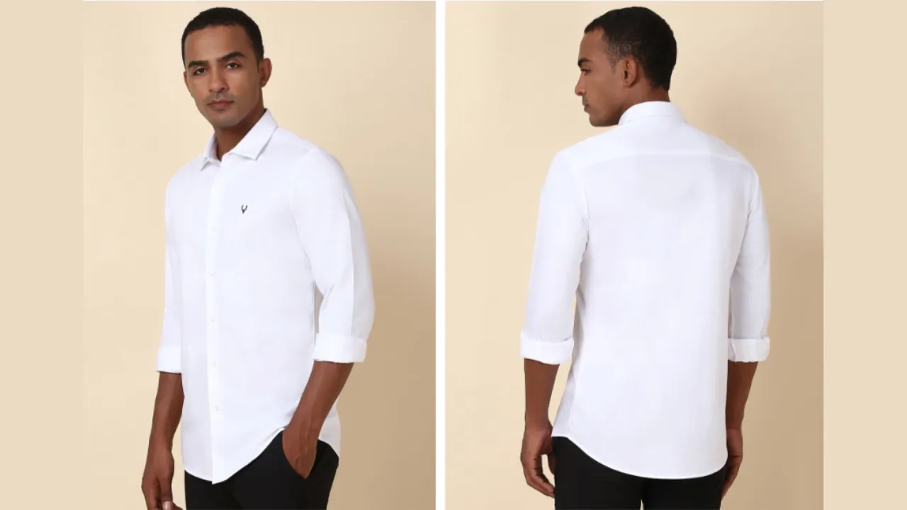  Allen Solly Men Solid Spread Collar Slim Fit Casual Shirt 