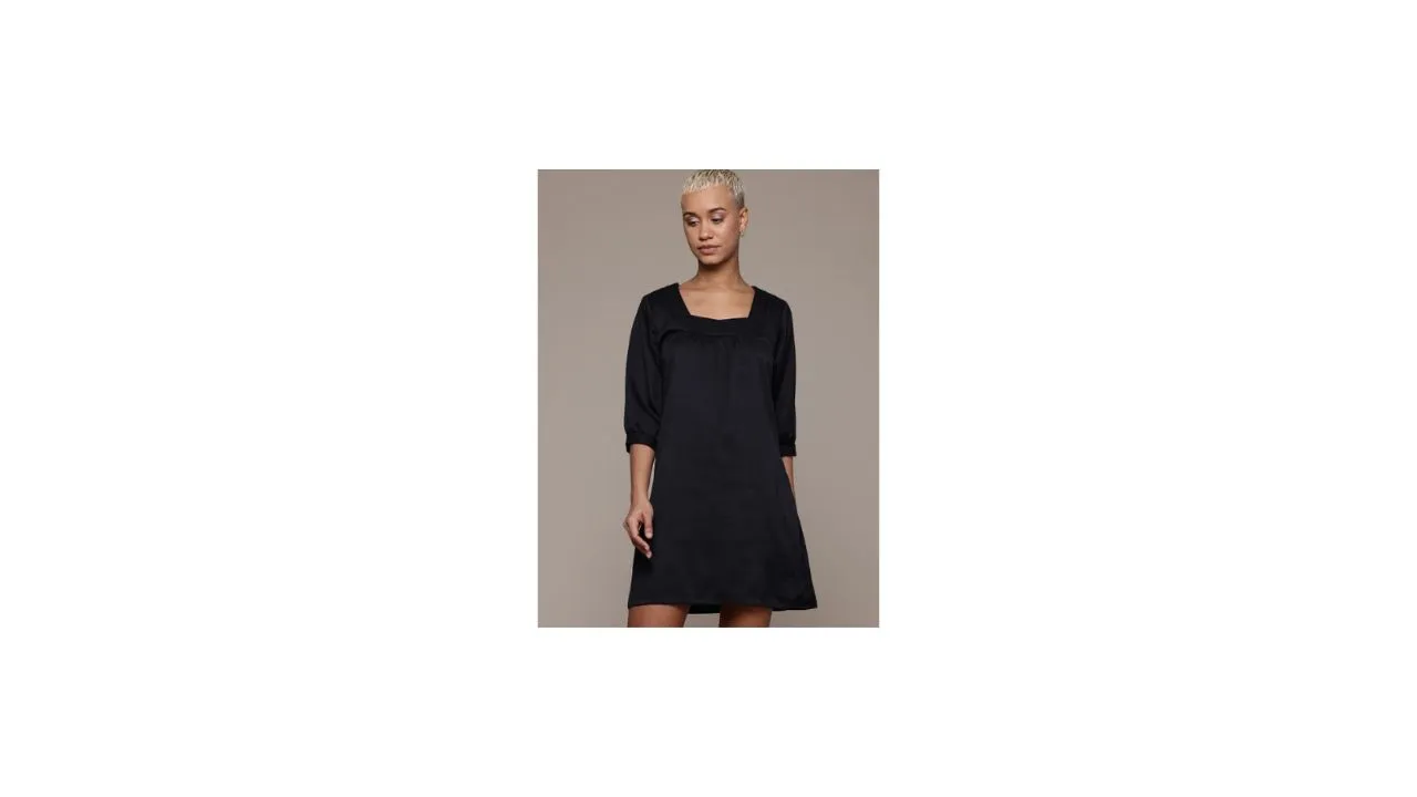 Roadster Women Solid Square Neck A Line Dress