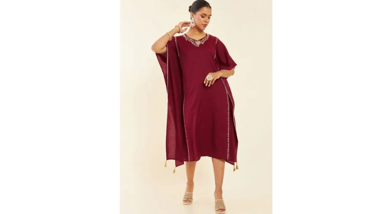 Soch Maroon Floral Embroidered
