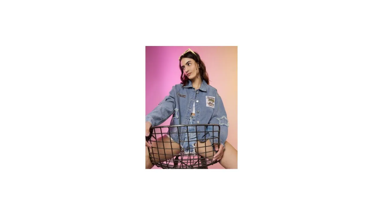 The Souled Store Women Washed Lightweight Oversized Denim Jacket