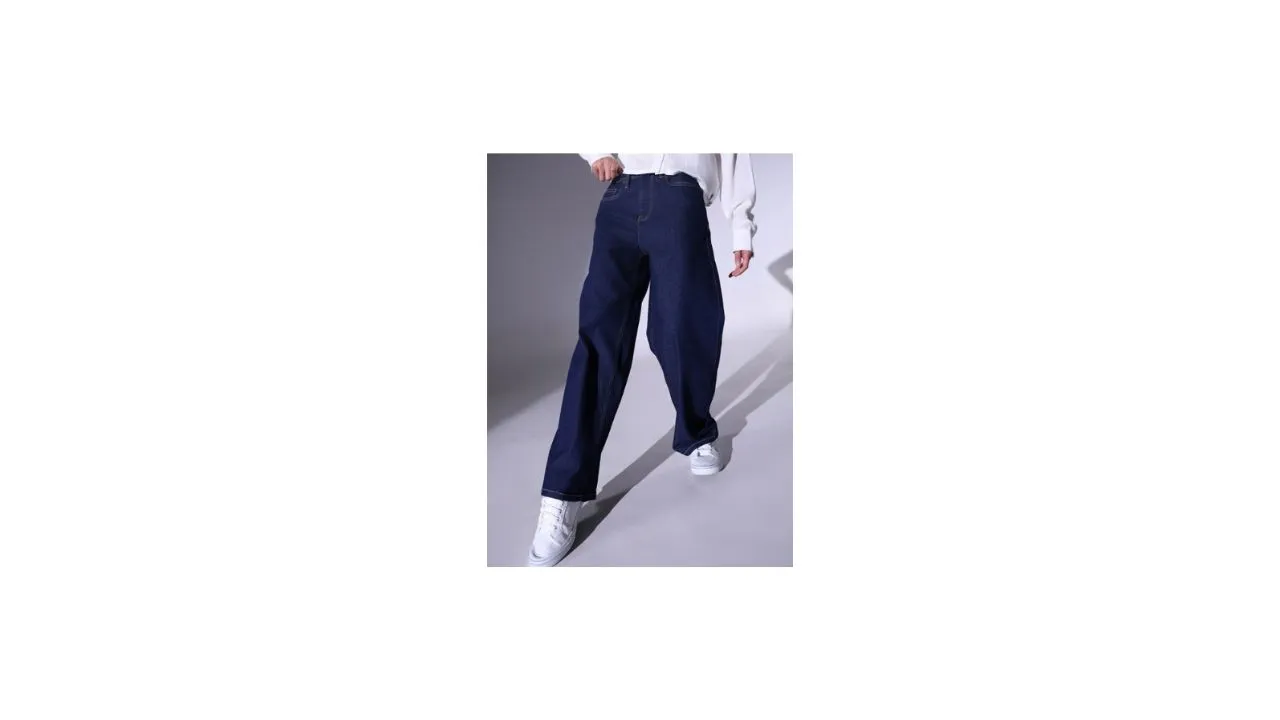 Hubberholme Women Relaxed Fit High-Rise Clean Look Heavy Fade Stretchable 90's Baggy Jeans