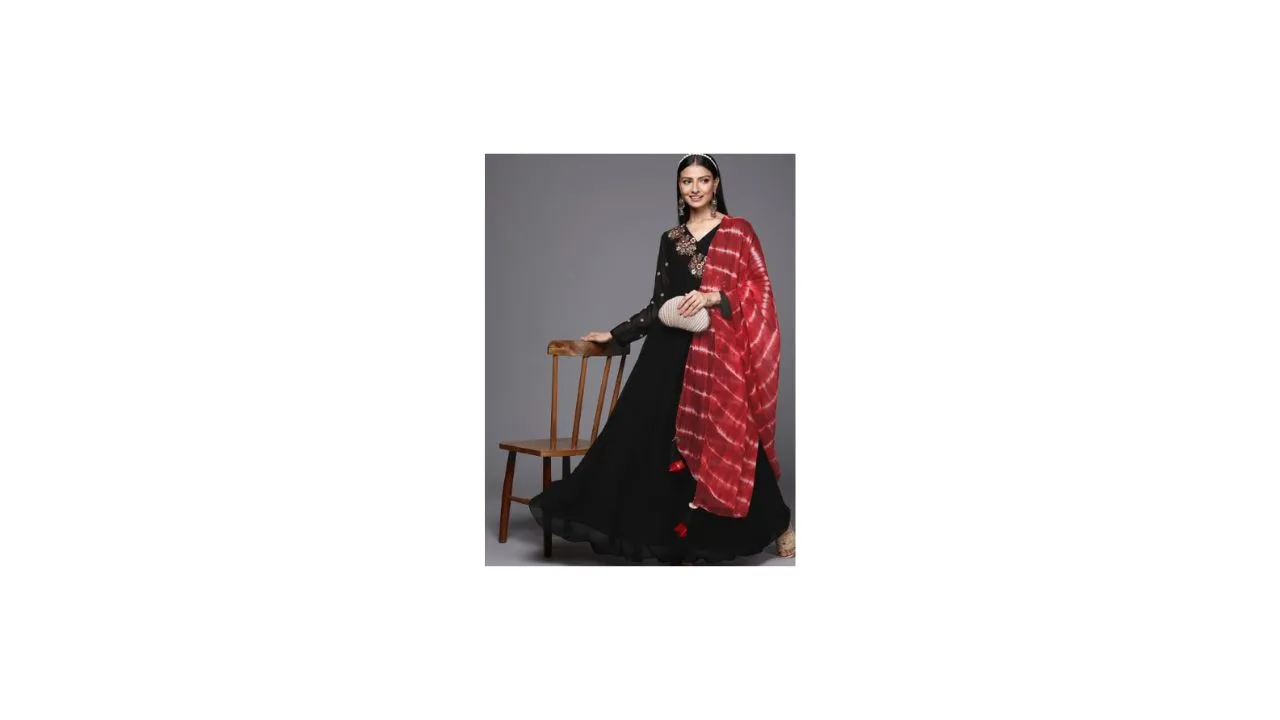 Inddus Embroidered Thread Work Georgette Anarkali Kurta