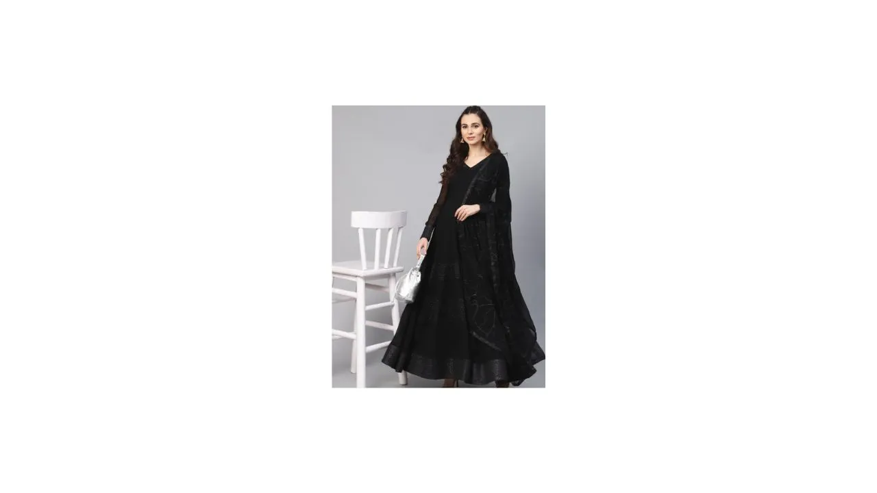 Inddus Women Black Anarkali Suit For Women