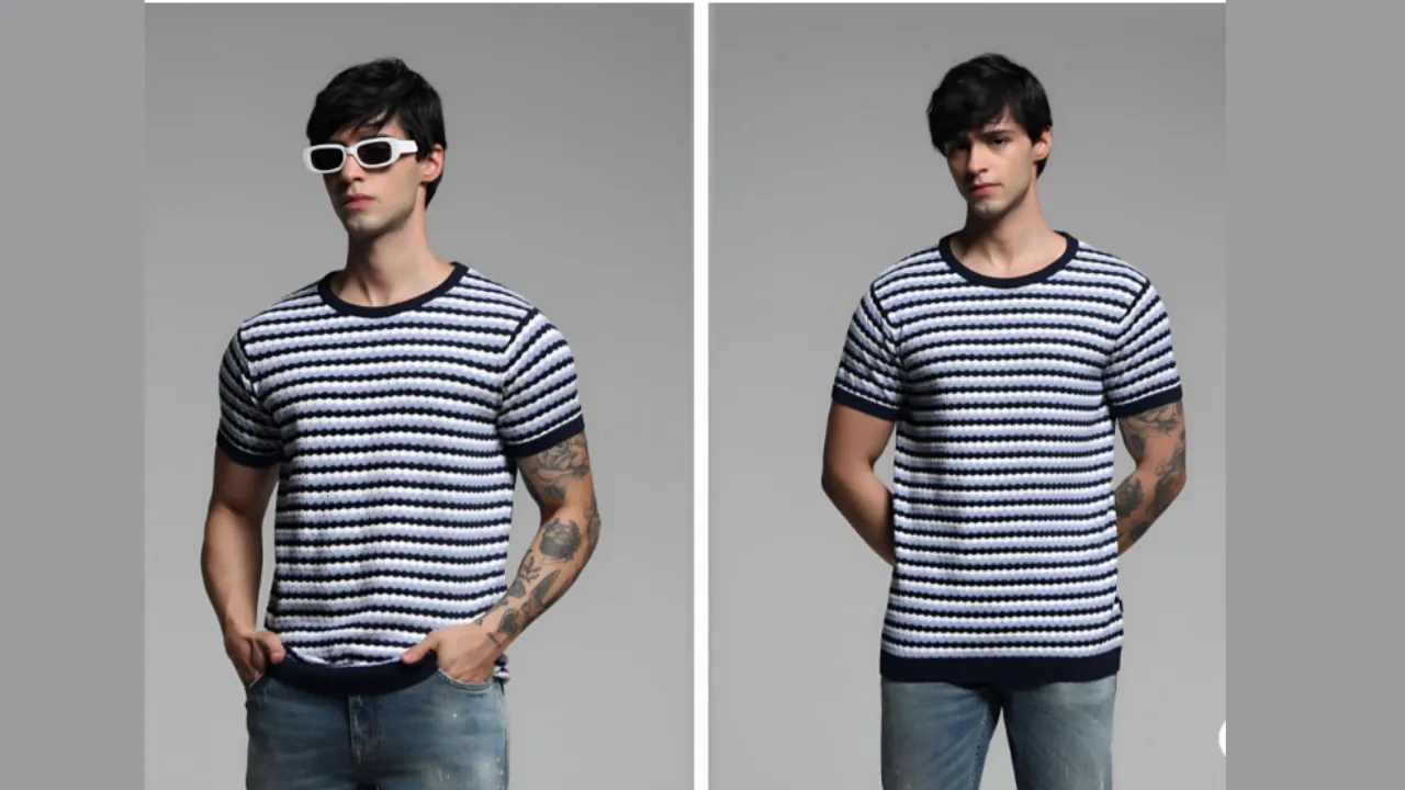  Jack & Jones Men Striped Round Neck Cotton Tshirt 