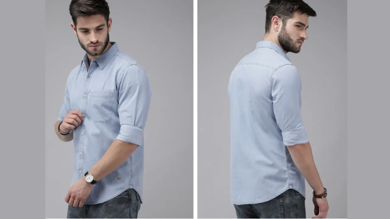 Roadster The Lifestyle Co Men Light Blue Solid Regular Fit Chambray Casual Shirt