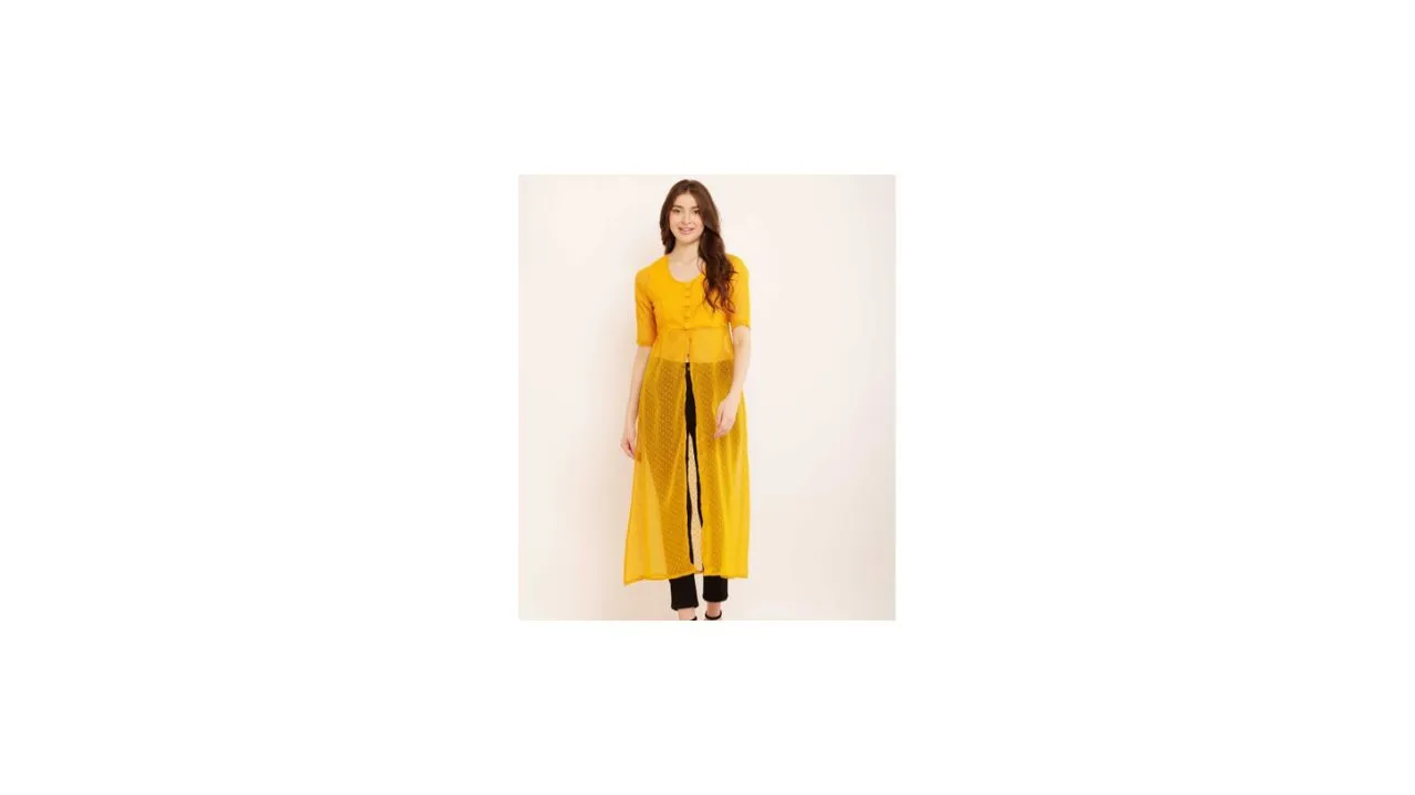 Sash Women Woven Design A-Line Kurti