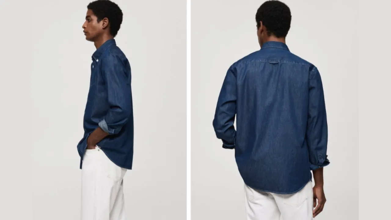 MANGO MAN Pure Cotton Chambray Casual Shirt