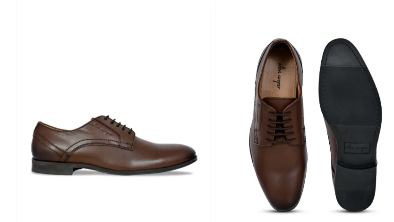 Allen Cooper Men Brown Textured Leather Formal Debys