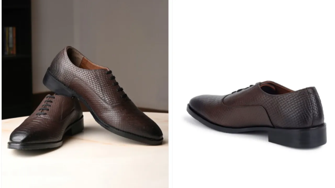 Louis Stitch Men Brunette Brown Egyptian Crust Leather Textured Derby Shoes