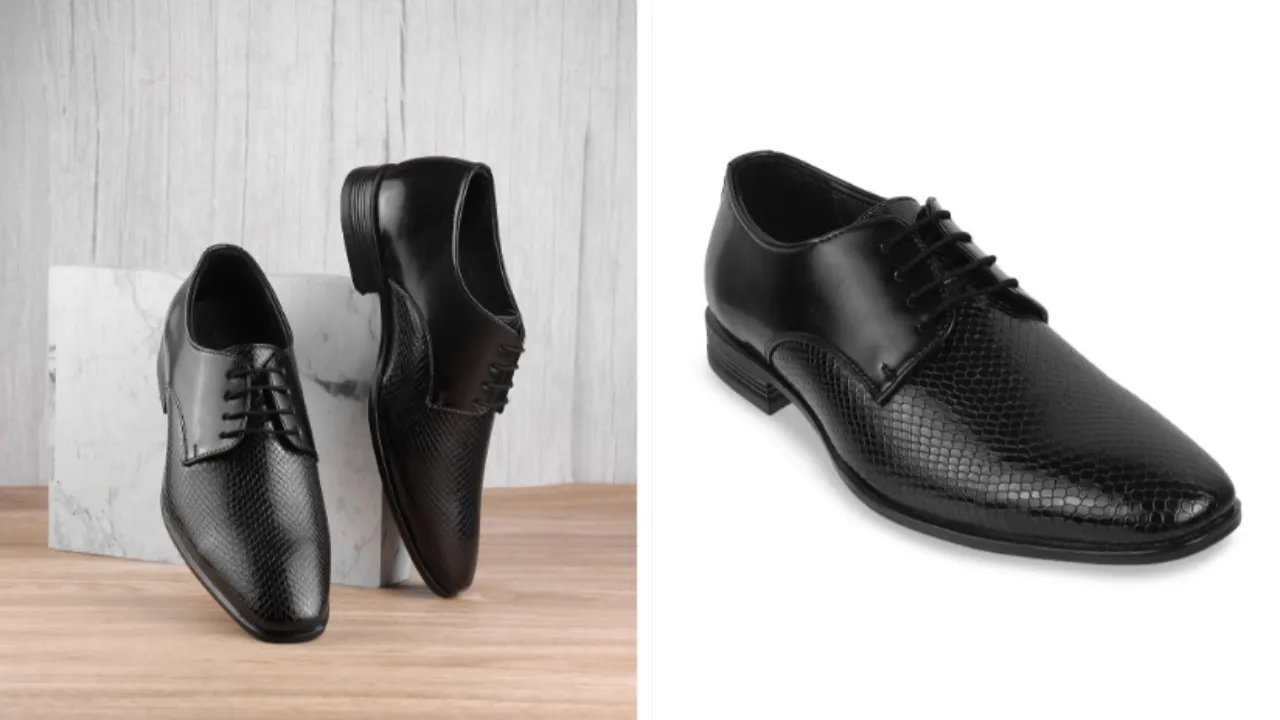 Mochi Men Textured Leather Formal Derbys