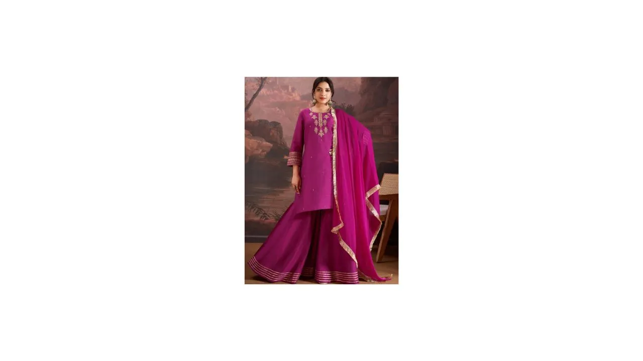 House of Pataudi Floral Embroidered Sharara with Dupatta