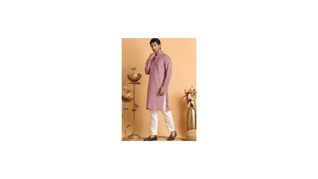 Anouk Embroidered Regular Chikankari Kurta with Pyjamas