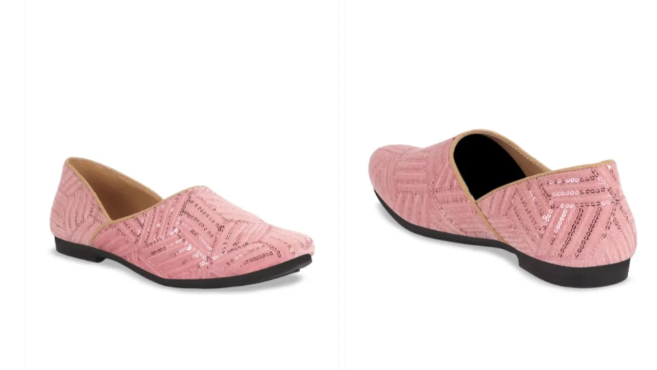 FAUSTO Men Embroidery Sequin Ethnic Half Cut Mojaris