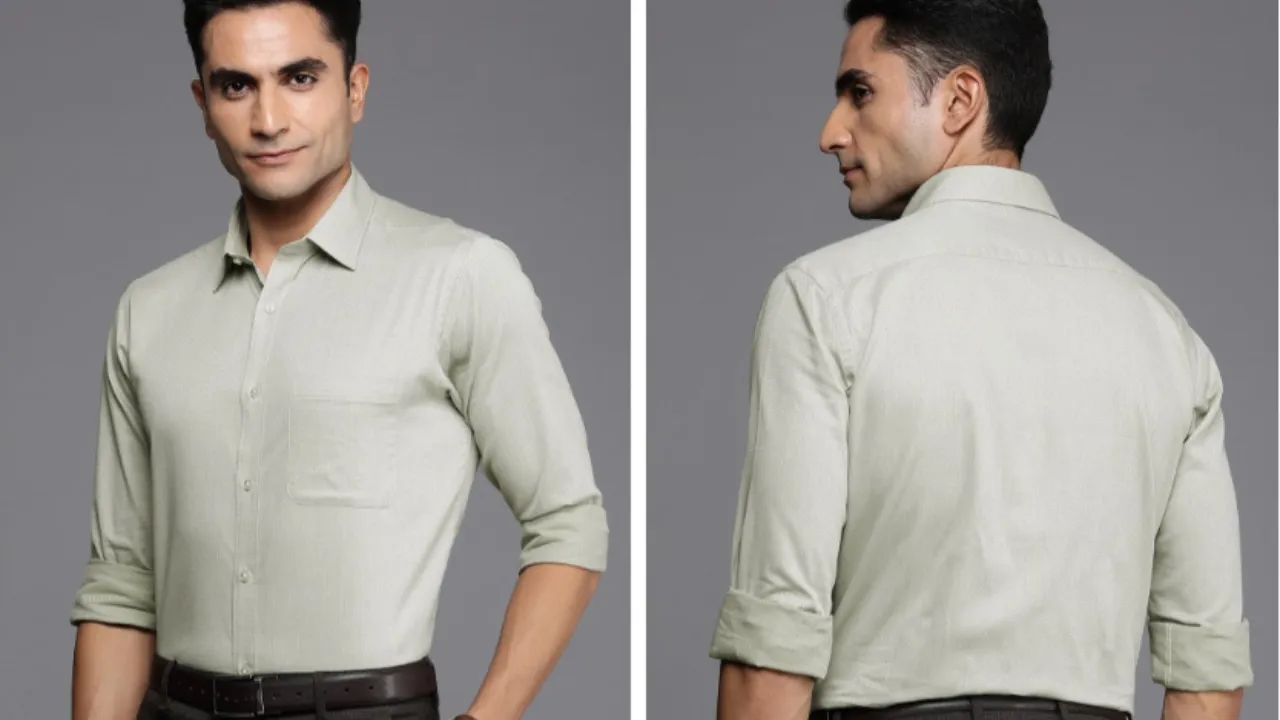 Raymond Pure Cotton Self Design Slim Fit Textured Formal Shirt