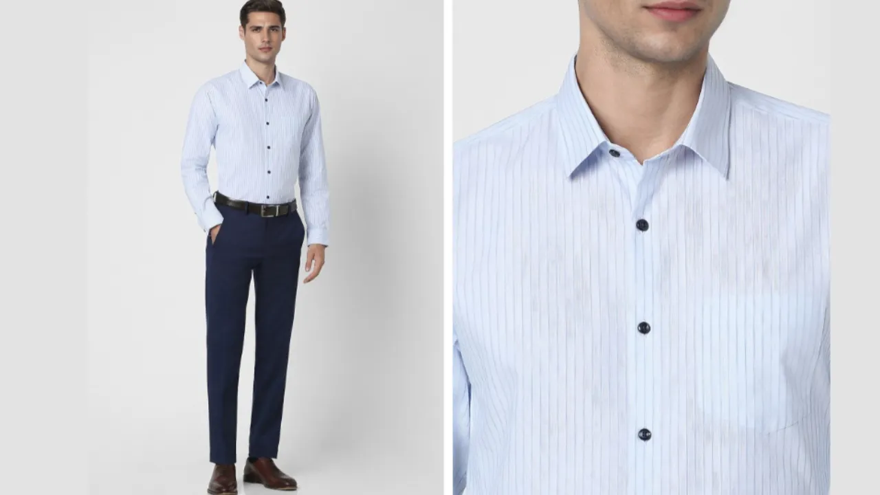  Peter England Spread Collar Long Sleeves Striped Regular Fit Formal Shirt 