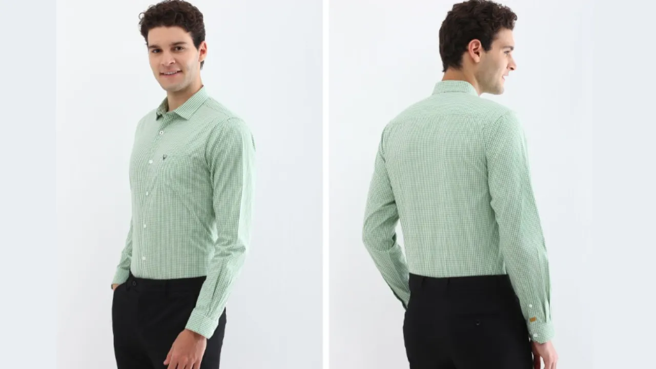 Allen Solly Men Spread Collar Micro Checked Cotton Slim Fit Formal Shirt
