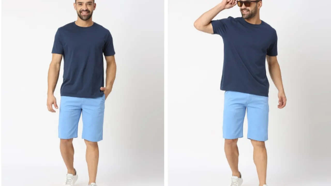 HERE&NOW Men Mid Rise Slim Fit Chinos Shorts