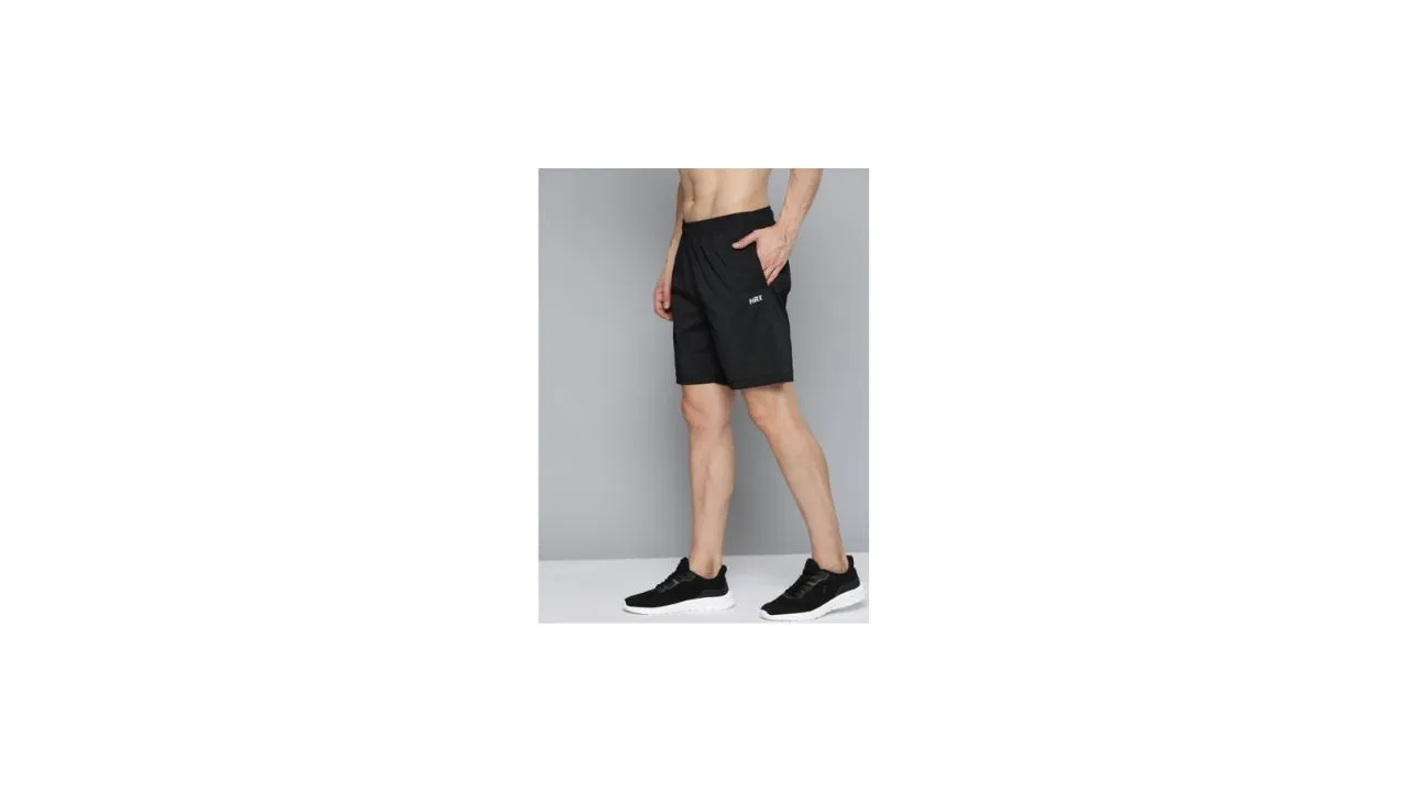 HRX Training Men Jet Black Rapid-Dry Brand Carrier Shorts