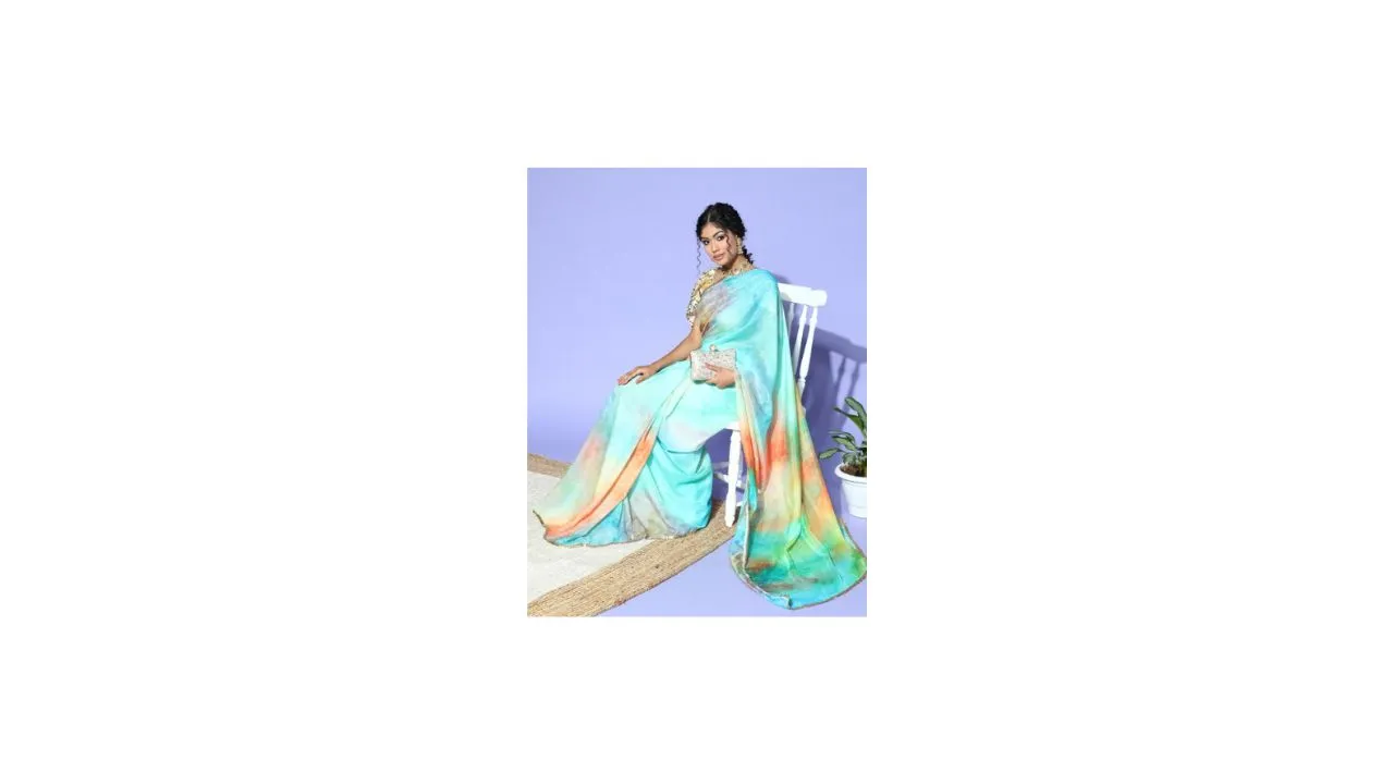 Mitera Tie And Dye Saree With Embellished Border