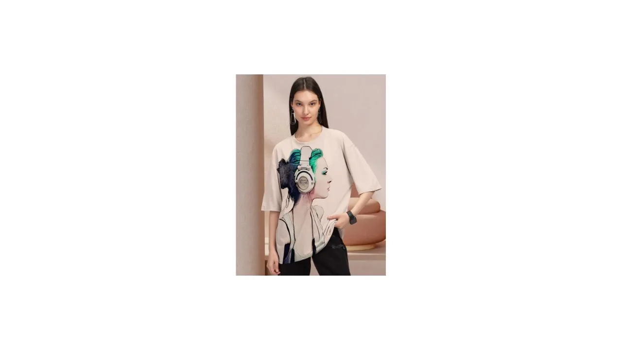 HELLCAT Graphic Printed Round Neck Oversized T-shirt