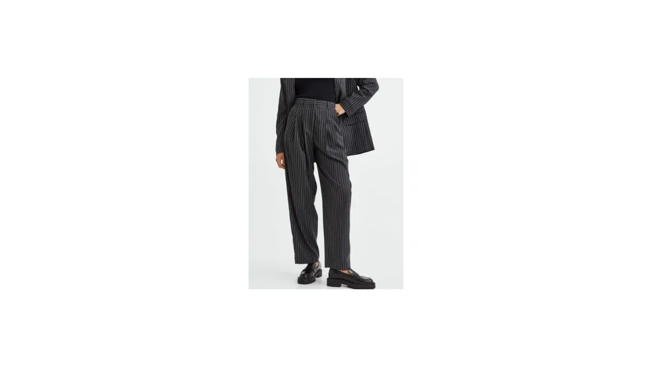 H&M Women Grey Tailored Pants