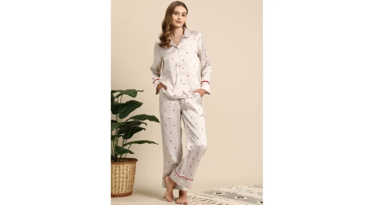 Printed Satin Night Suit