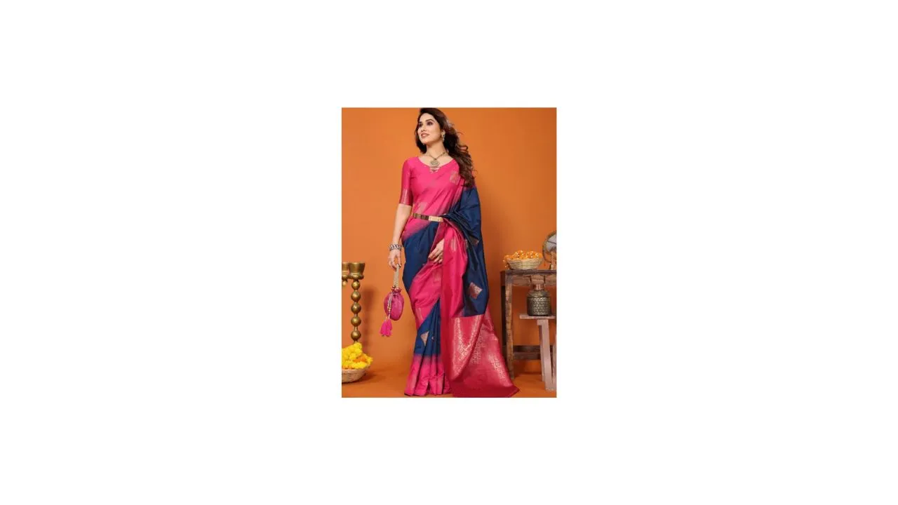 vj fashion Ethnic Motifs Woven Design Zari Paithani Saree