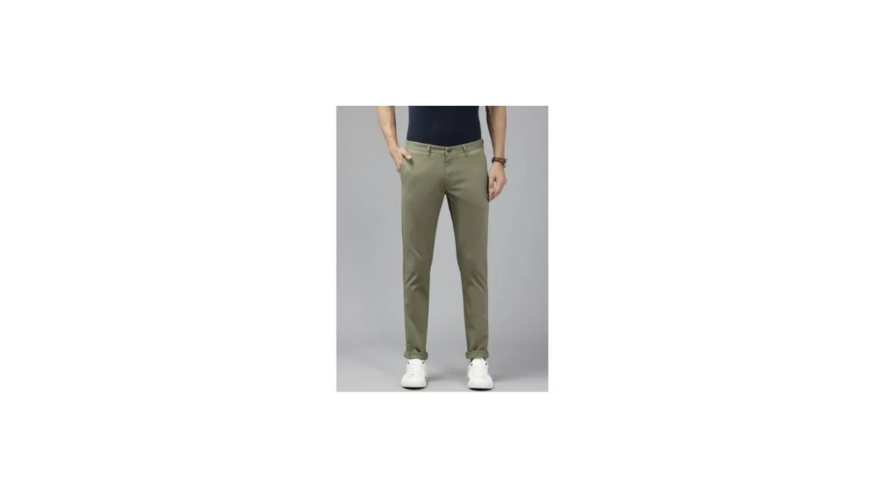 Blackberrys Men Textured Slim Fit Trousers