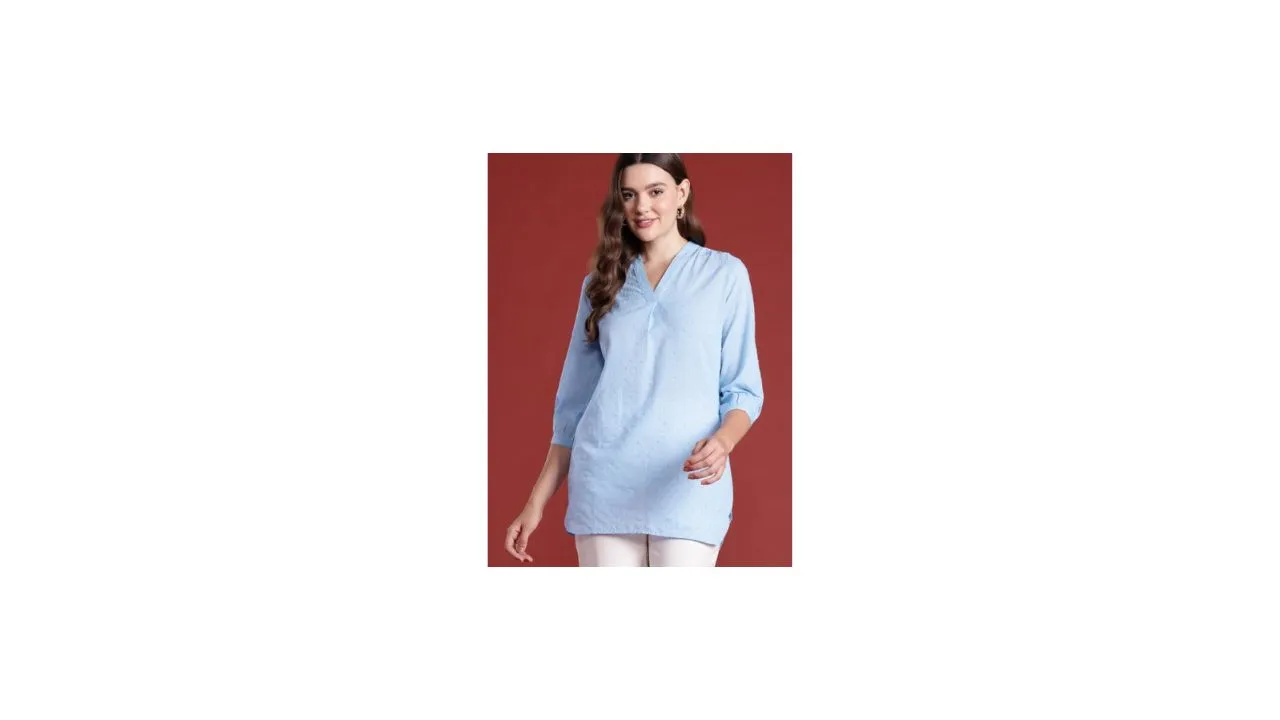 all about you Dobby Pure Cotton Longline Top