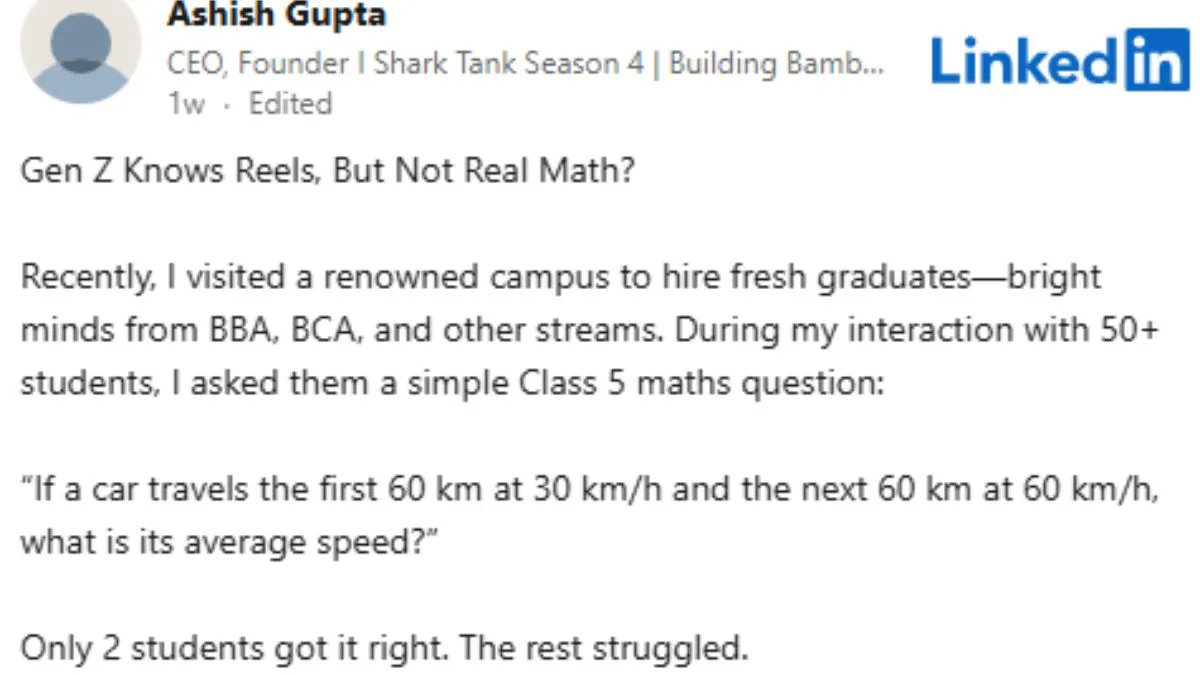 CEO Ashish Gupta maths question