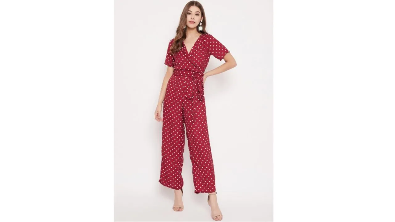 Polka Dot Printed Basic Jumpsuit