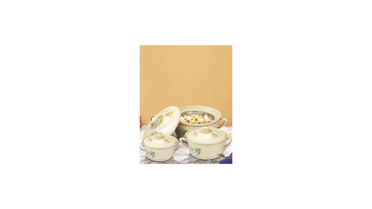 Nayasa Set Of 3 Beige Insulated Serving Casseroles