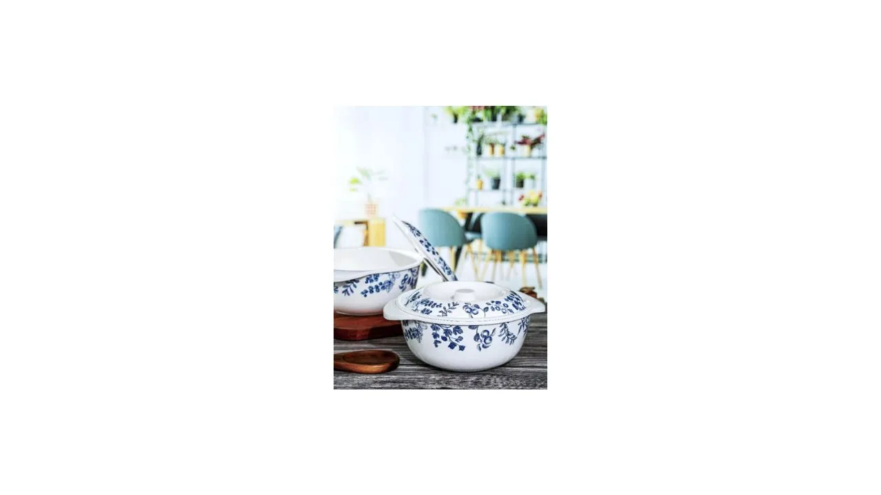 Servewell White 4 Pieces Printed Casseroles