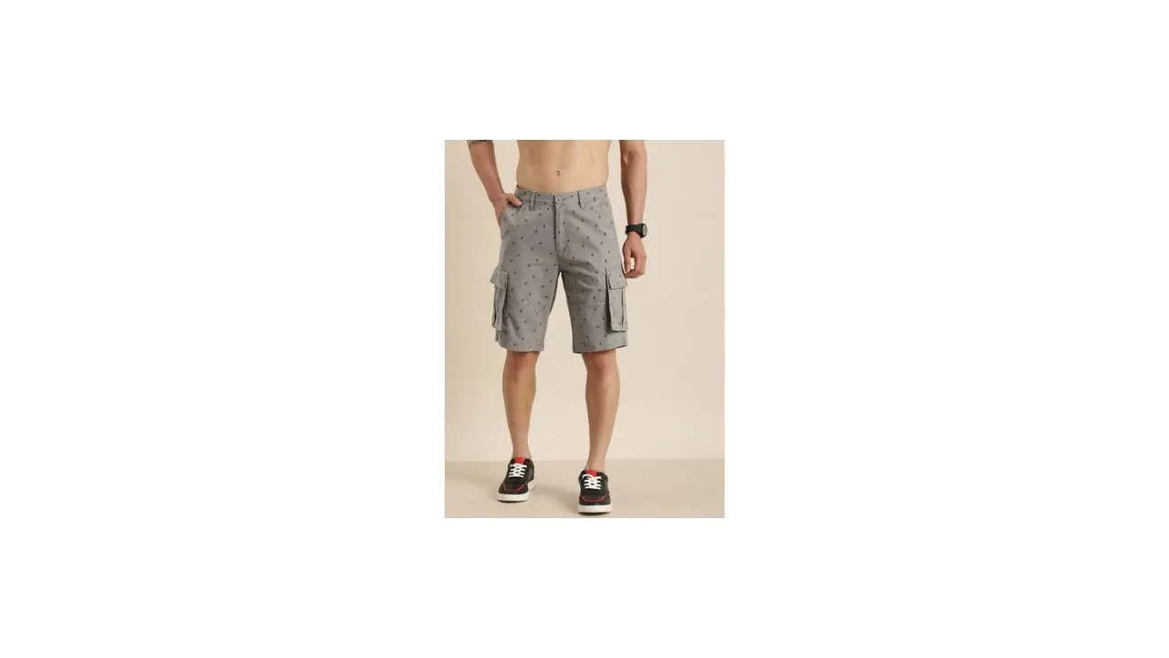 HERE&NOW Printed Slim Fit Cargo Shorts