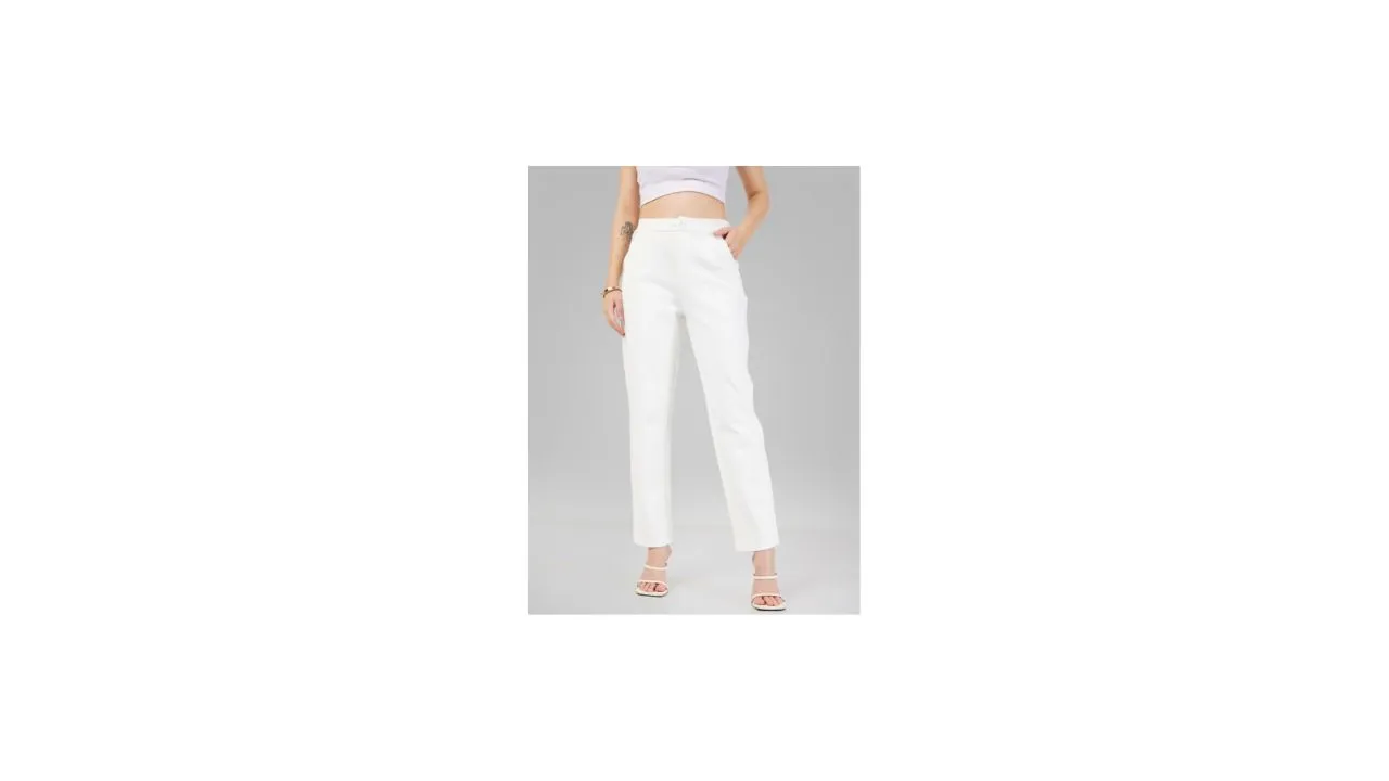 SASSAFRAS Women White Cigarette Pants