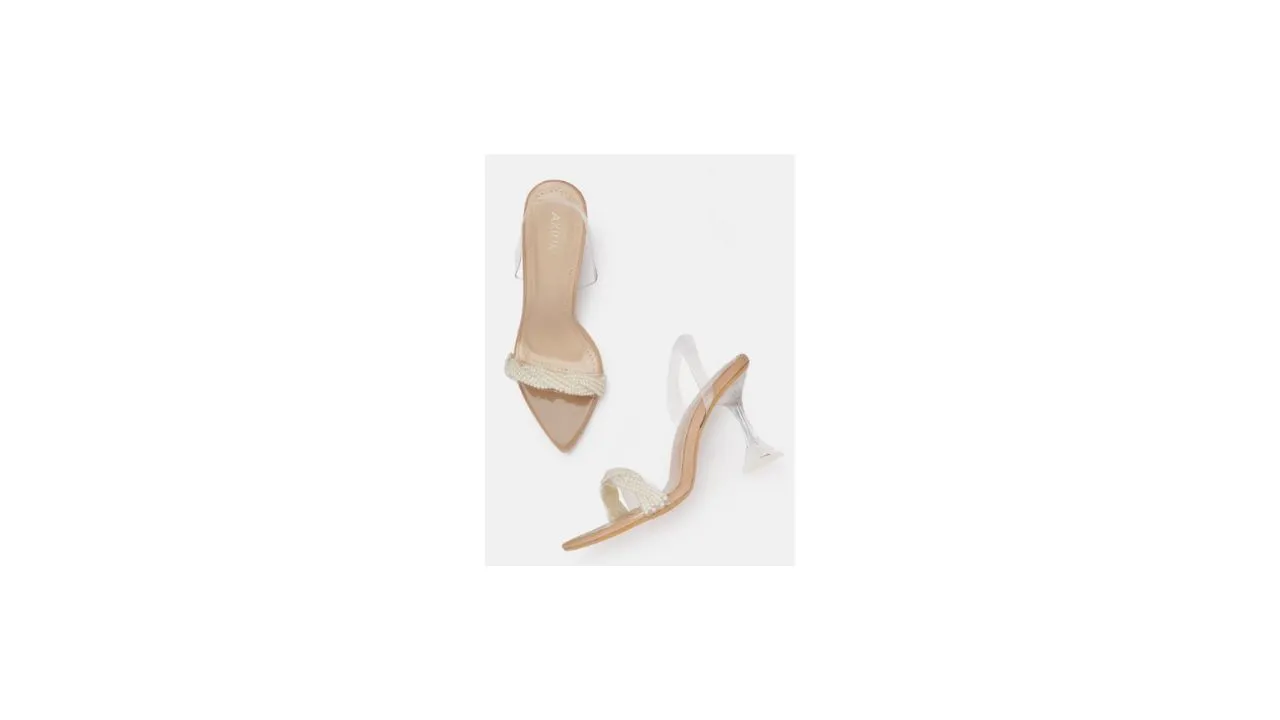 AXIUM Pearl Embellished Slim Heeled Sandal