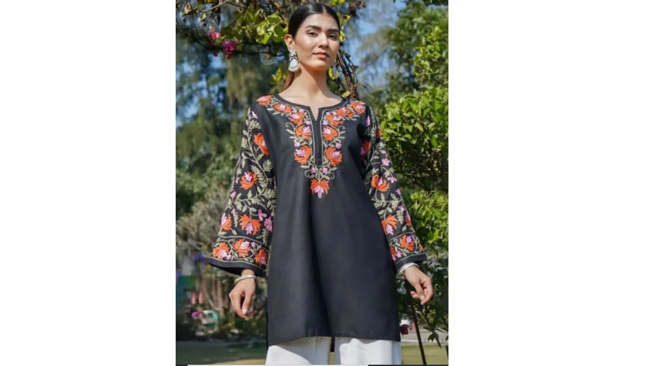 Aari Work Pure Cotton Short Kurti