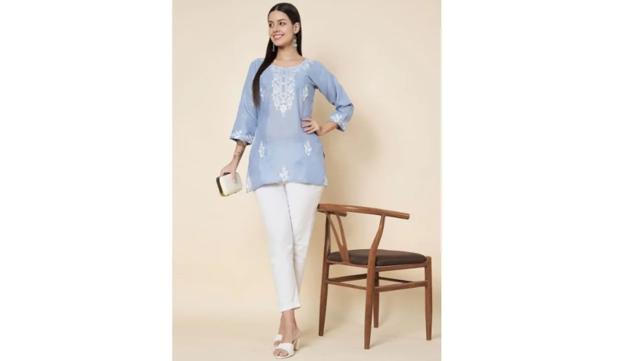 Thread Work Short Kurti