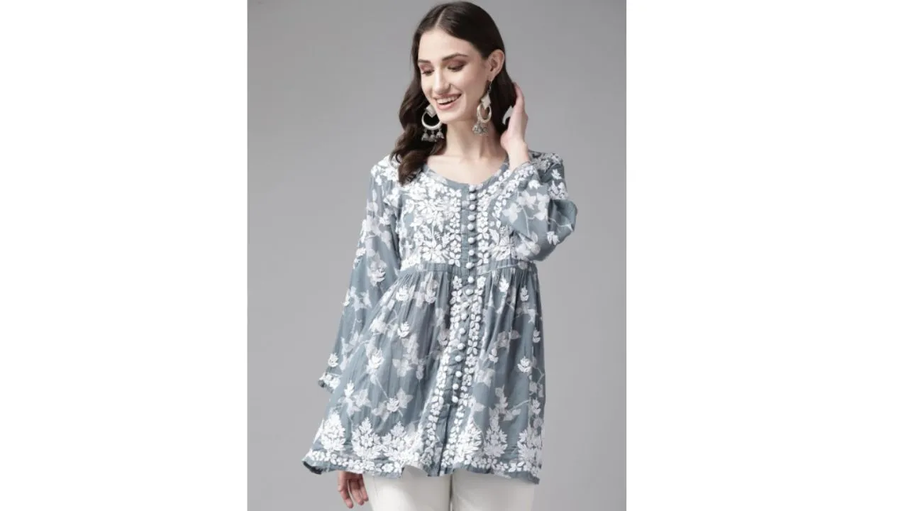 Floral Embroidered Chikankari Kurti