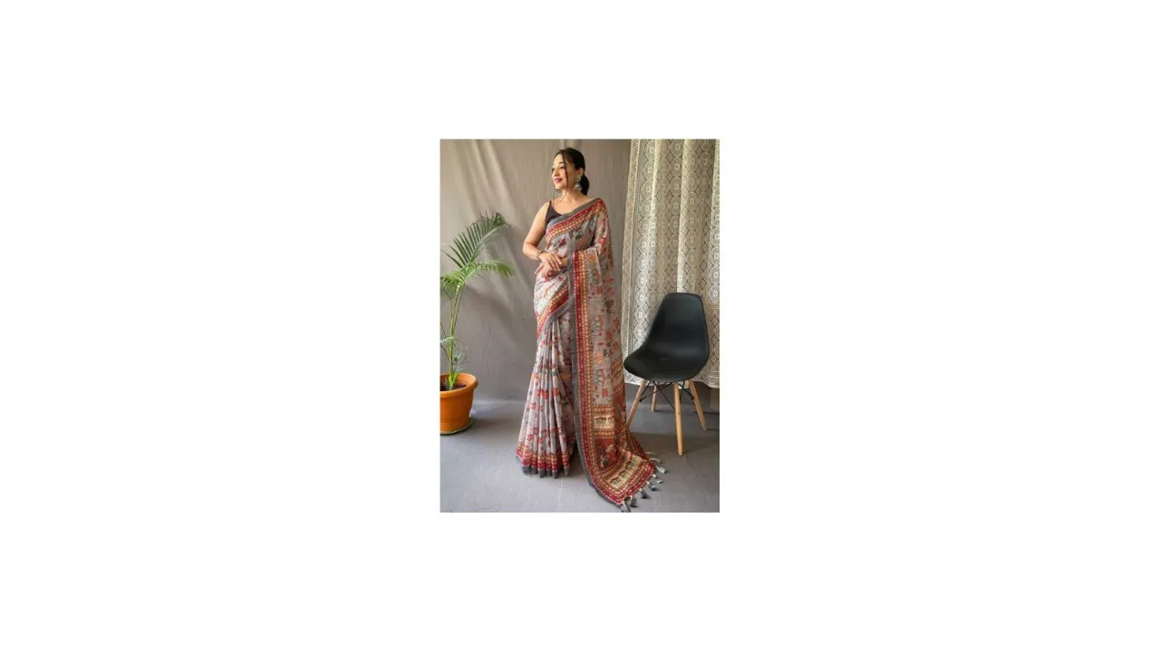 Mitera Cotton Bend Kalamkari Saree