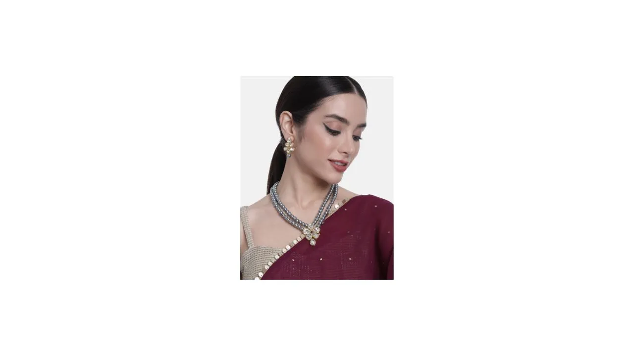 Peora Gold-Plated Artificial Beads Layered Jewellery Set