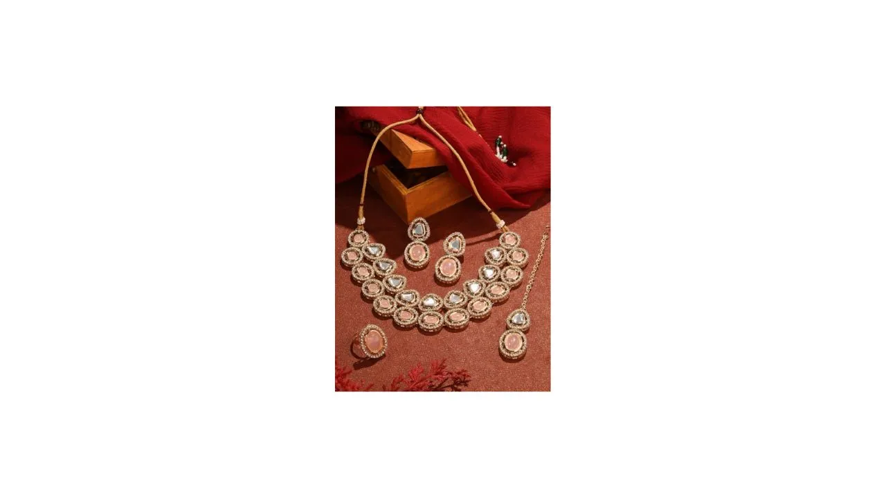 Zaveri Pearls Gold-Plated Double Layered Jewellery Set