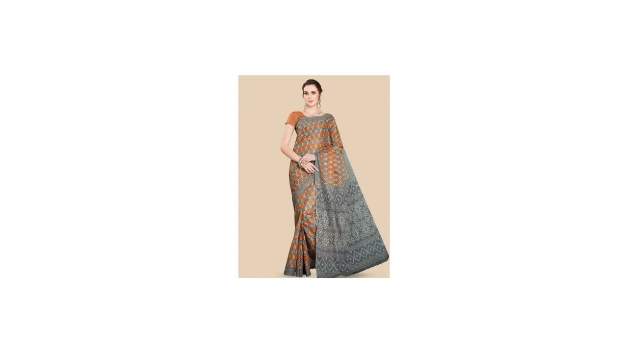 Rani Saahiba Geometric Printed Pure Cotton Sambalpuri Saree