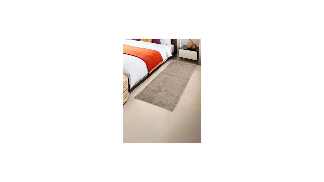 Aura Cream Textured Anti-Skid Floor Bedroom Bedside Runner